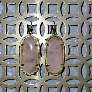 Kendra Scott Elle Gold Drop Earrings in Rose Quartz